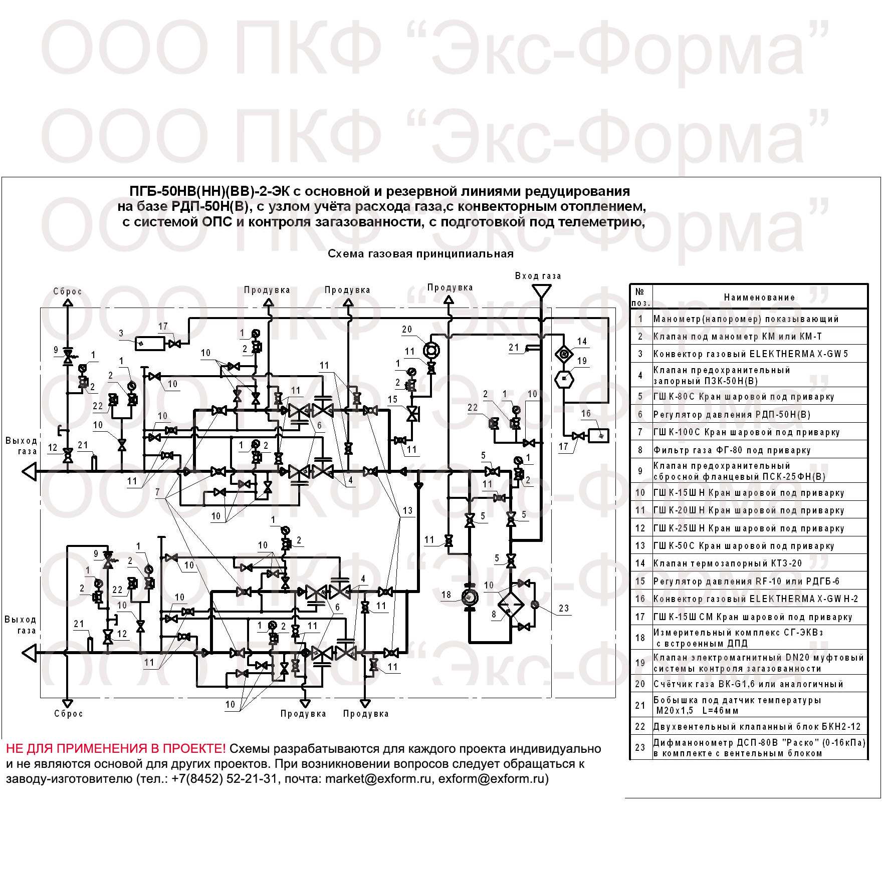 газовая схема ПГБ-50НВ-2-ЭК