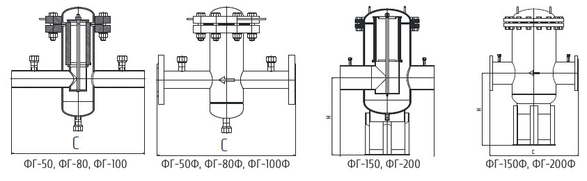схемы фильтров газа фг с прямым расположением патрубков